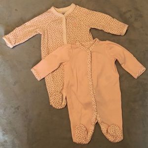 Ralph Lauren 2 snap closure rose sleeper onesies